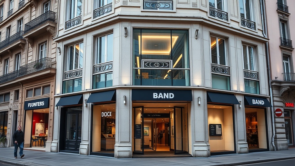 Façade d'une banque dans une ville française